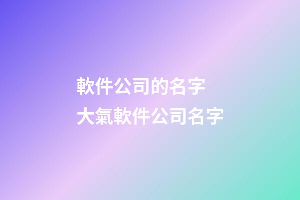 軟件公司的名字 大氣軟件公司名字